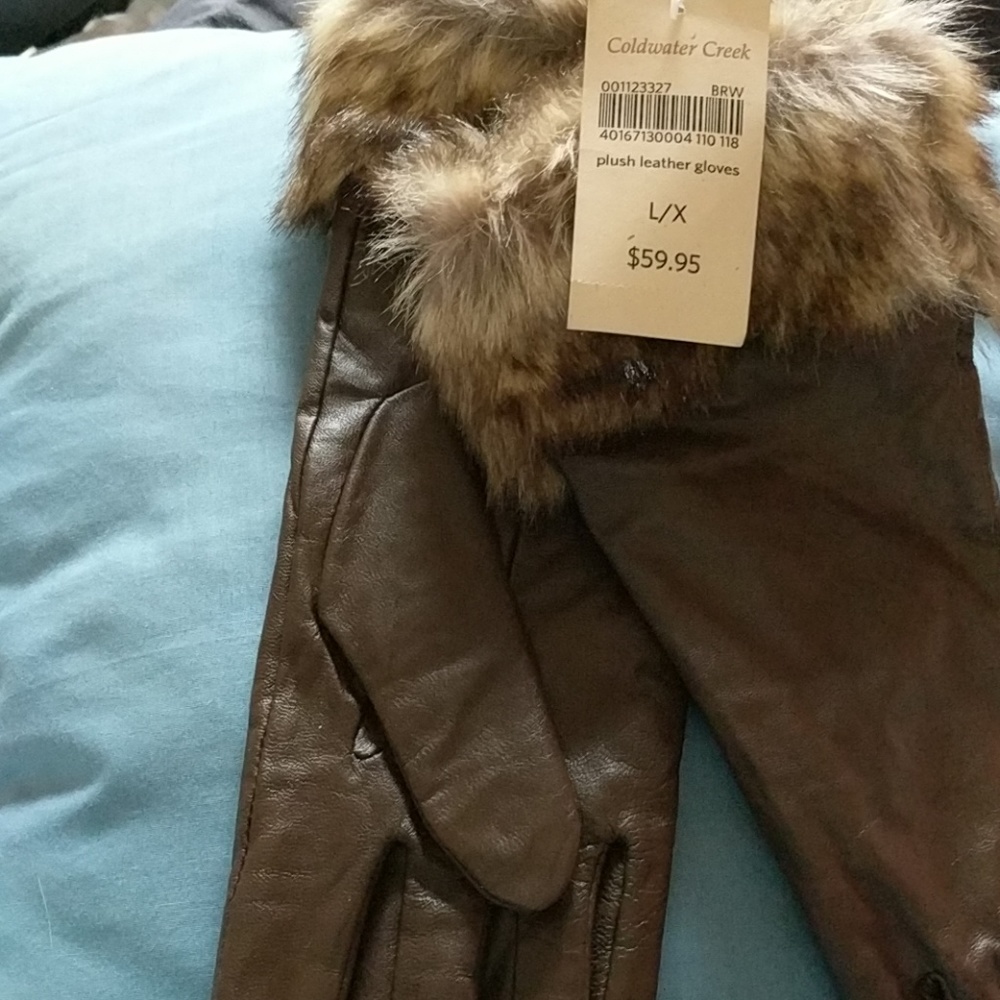 Brown Leather Gloves L/X NWT